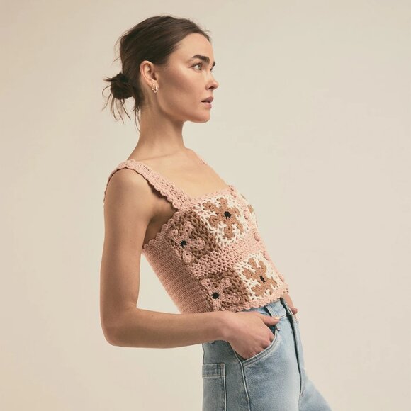 NWT Favorite Daughter The I'm Cute Crop Top in Daisy Crochet - Picture 5 of 9